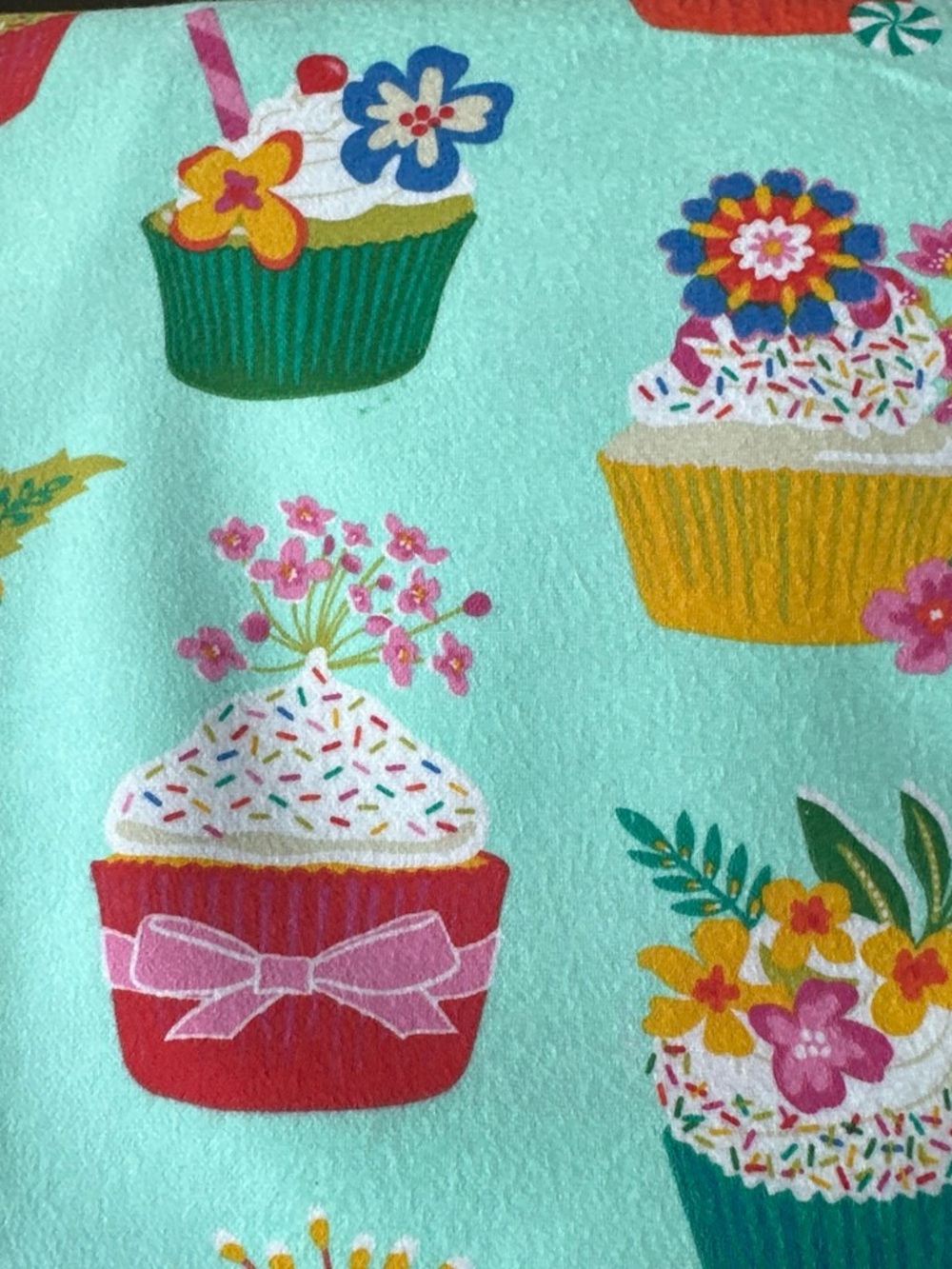 2 Yards Joann Fabrics Snuggle Fleece “More is More Cupcakes” Floral Motif Cotton